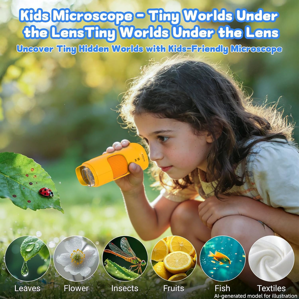 Microscopio digital de mano 1000X para niños, juguetes educativos