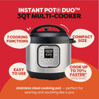 Instant Pot IP-DUO60, 6cuartos/1000W - Olla a presión multifunción 7 en 1, Acero inoxidable y negro