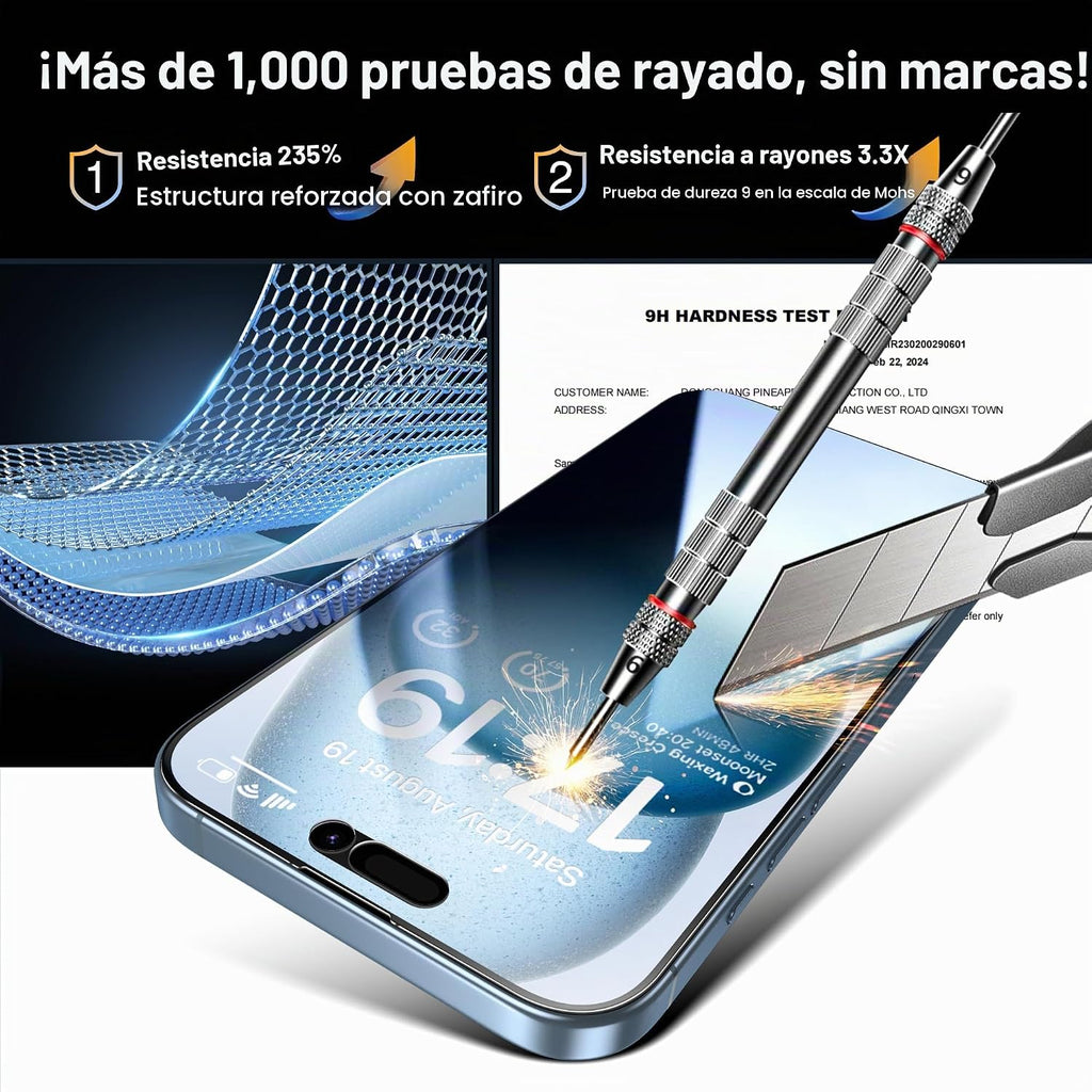 Paquete 4+2 para protector de pantalla de privacidad iPhone 15 (6.1")