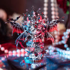 MU Rompecabezas de metal 3D para adultos, magnético, intercambiable, cabeza de gato, vampiro, reina oscura, gatito con 2 bases, rompecabezas espeluznante de metal, kits de construcción, juegos de bricolaje, amantes de los gatos, regalos coleccionables