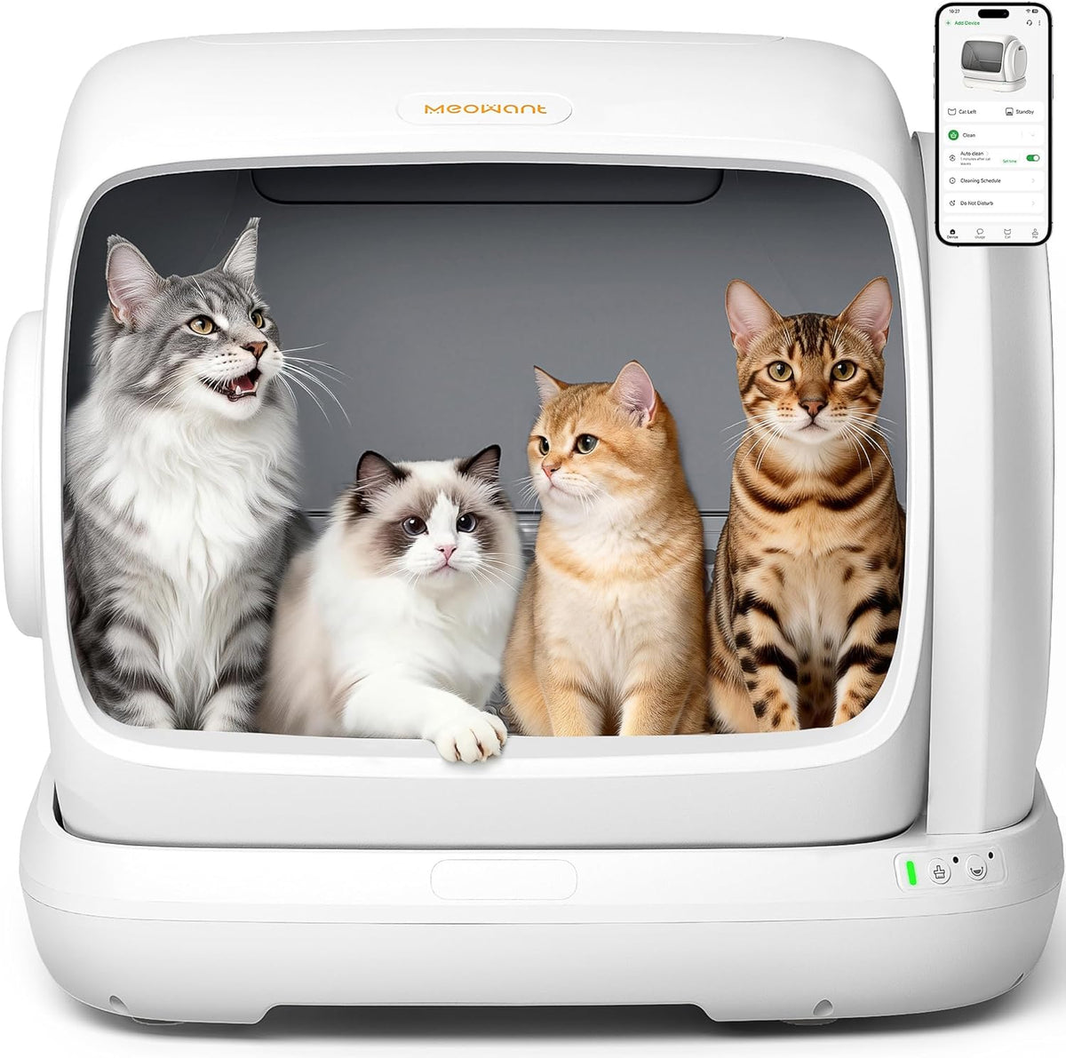 Meowant Caja de arena para gatos autolimpiante, gran capacidad de 106L para