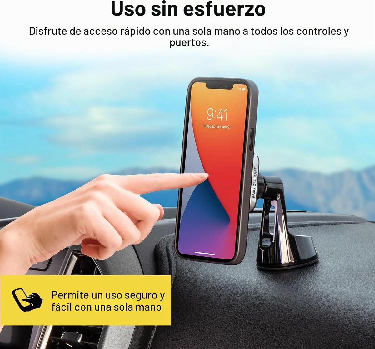 Scosche MP2WD-XTSP MagicMount Pro2 - Soporte magnético para teléfono de automóvil MagicMount Pro2 - Montura magnética definitiva para automóvil para parabrisas o tablero con ventosa - Compatible con