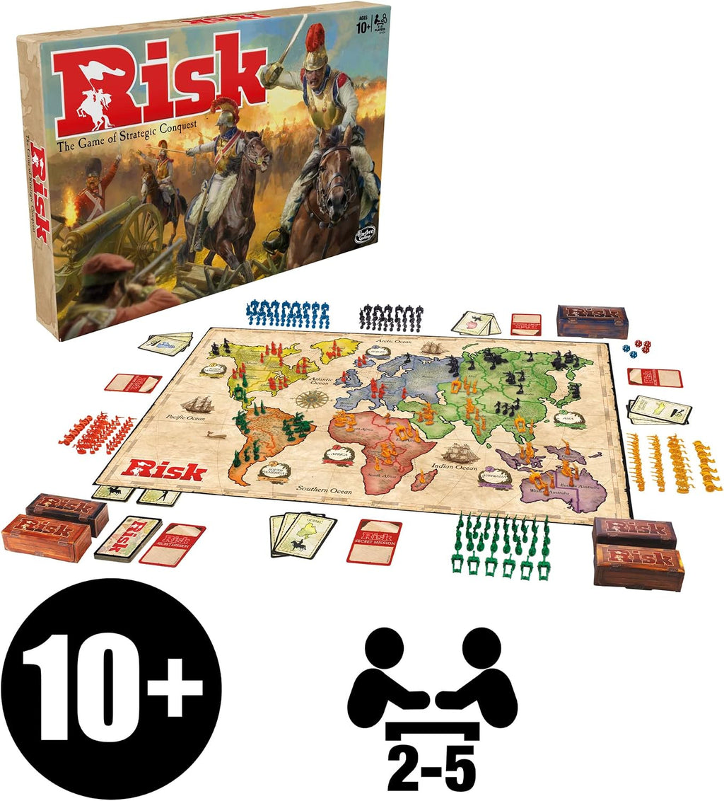 Juego de mesa Risk, juegos de estrategia para 2-5 jugadores, juegos de mesa de estrategia para adolescentes, adultos y familia, juegos de guerra, a partir de 10 años
