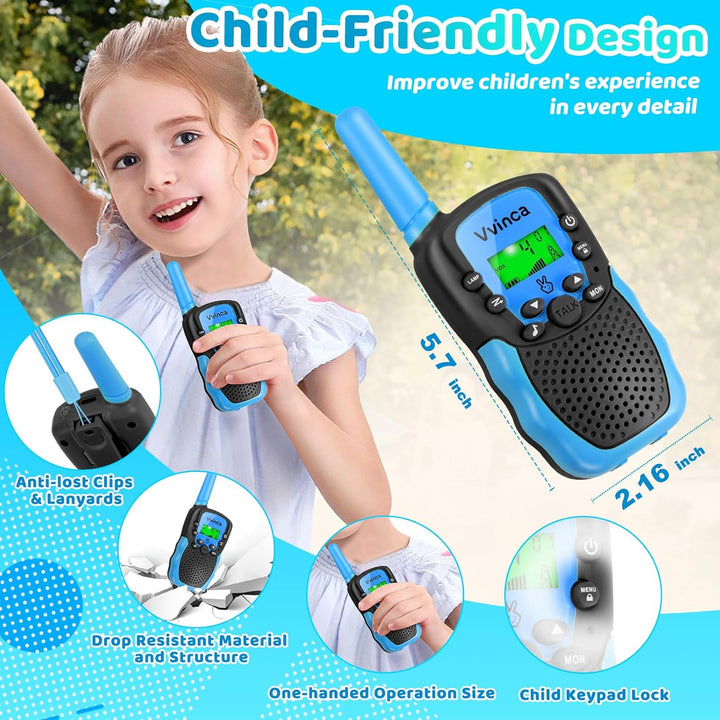 Vvinca Rechargeable Walkie Talkies for Kids 4 Pack, 5-7 Year Old Bo...