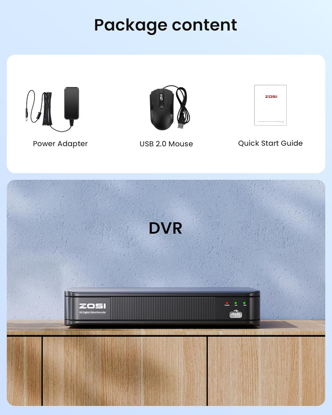 ZOSI H.265+ 5MP 3K Lite CCTV DVR 8 Canales Full 1080p, Detección AI...