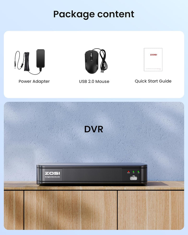 ZOSI H.265+ 8 Canales 5MP Lite 1080p CCTV DVR Grabadora Sin HDD, Ca...