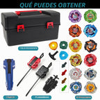 X Battling Tops Set, 12 tops giratorios derechos, 3 lanzadores y 1 agarre con estuche de almacenamiento portátil, juego Gyro Battle Arena regalo para niños y niñas a partir de 6 años