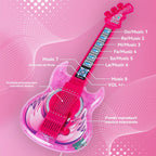 Juego de guitarra y micrófono para niñas, máquina de karaoke con música y luz, juguetes de micrófono con soporte, juguetes de guitarra de altura ajustable para niños, niños pequeños (rojo)