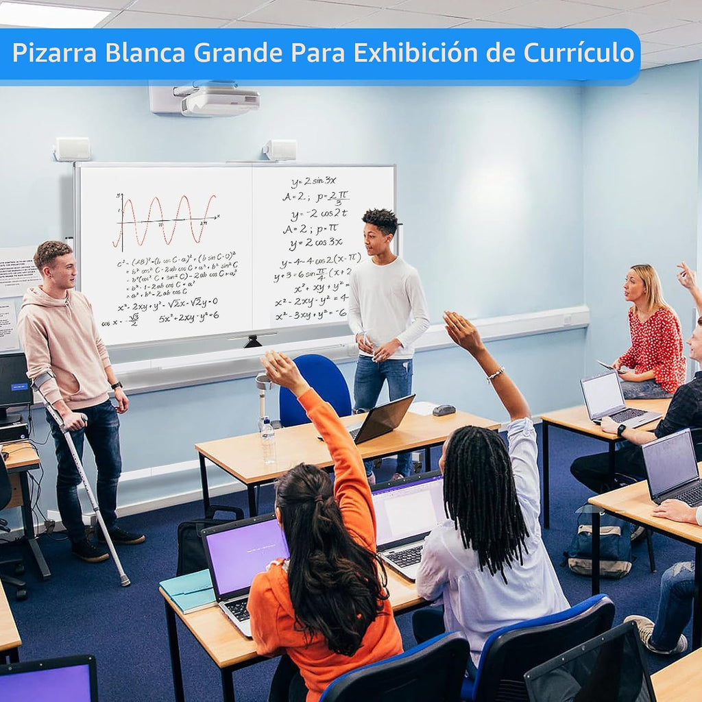 maxtek Pizarra blanca rodante, 183x102 grande de doble cara de borrado en seco con ruedas, pizarra blanca magnética gigante de pie para oficina, escuela, oficina en casa, educación en el hogar (183 x