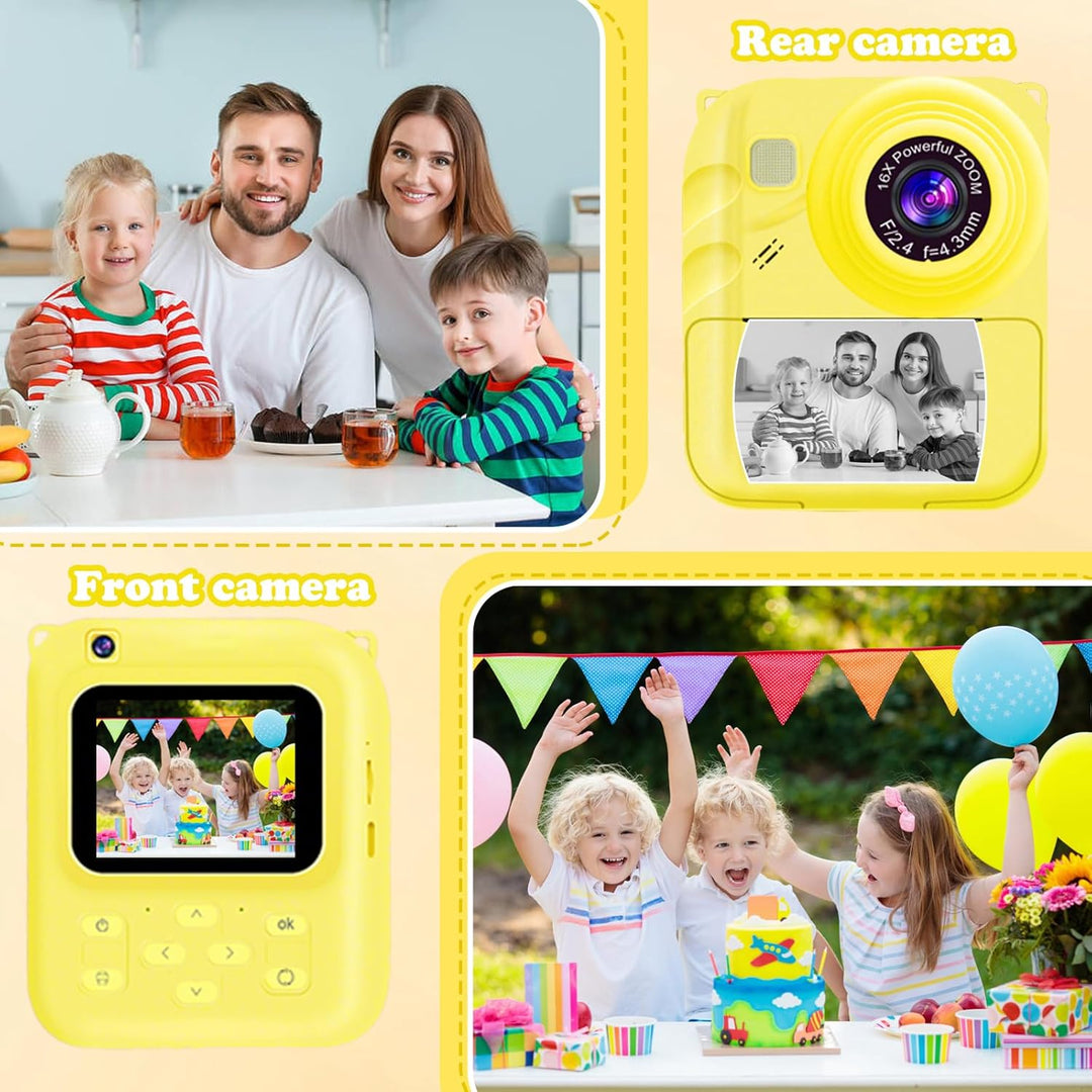 Cámara de impresión instantánea para niños, cámara de video 1080P c...