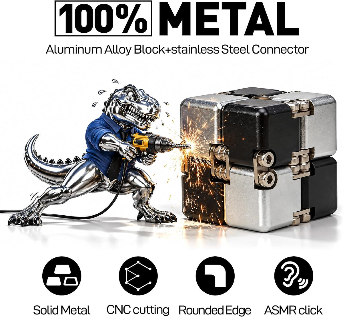 Juego de juguetes antiestrés de cubo infinito de metal prémium para aliviar