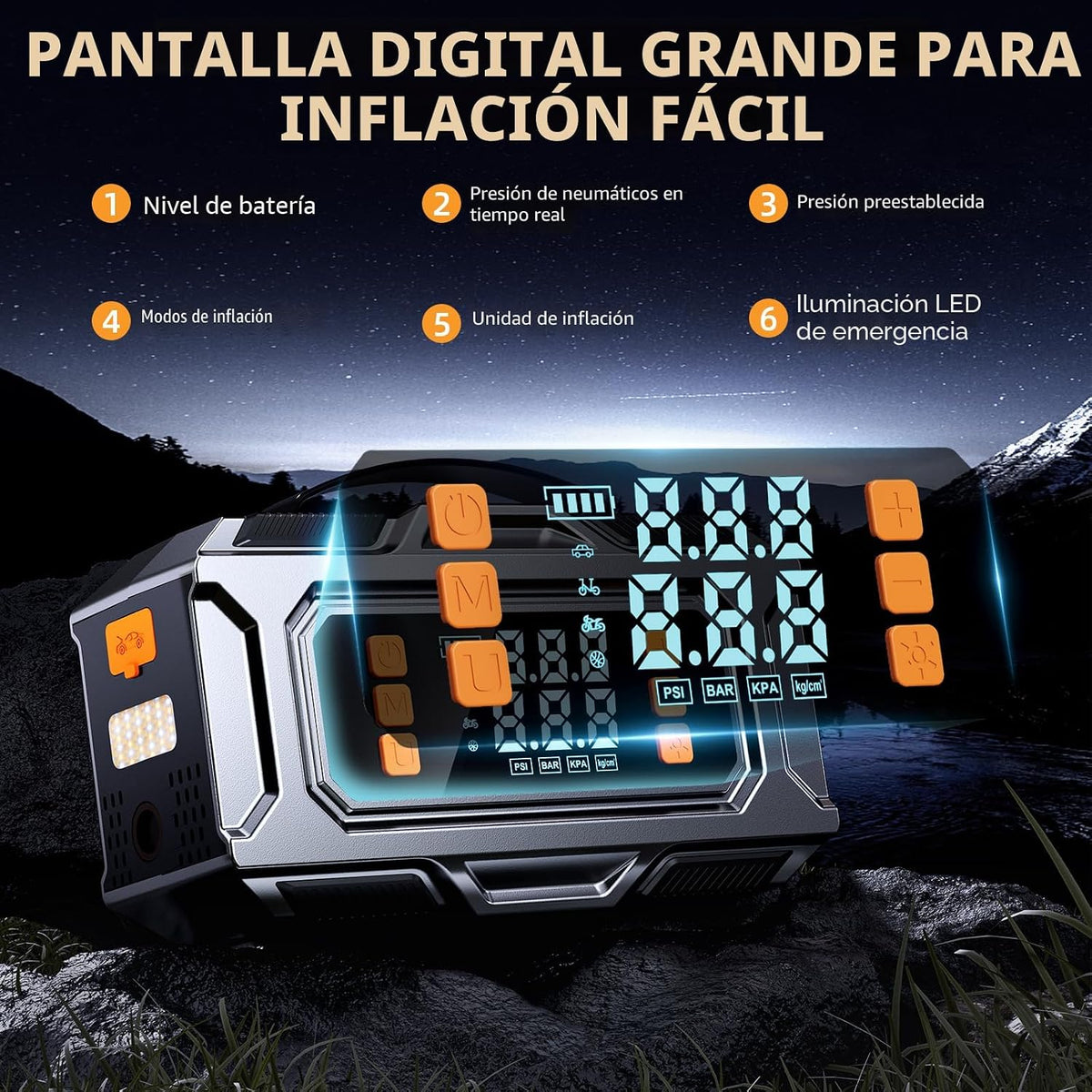 Arrancador 8000A con Compresor de Aire, Inflador de Neumáticos Autoapagado a 180 PSI