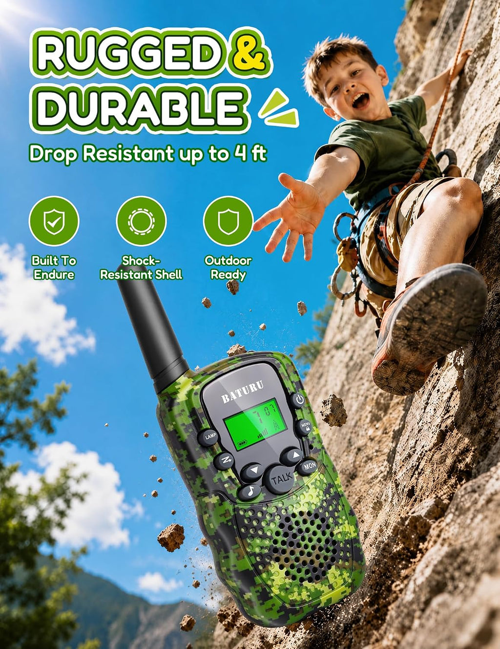 Walkie Talkies para niños, paquete de 4 juguetes recargables para