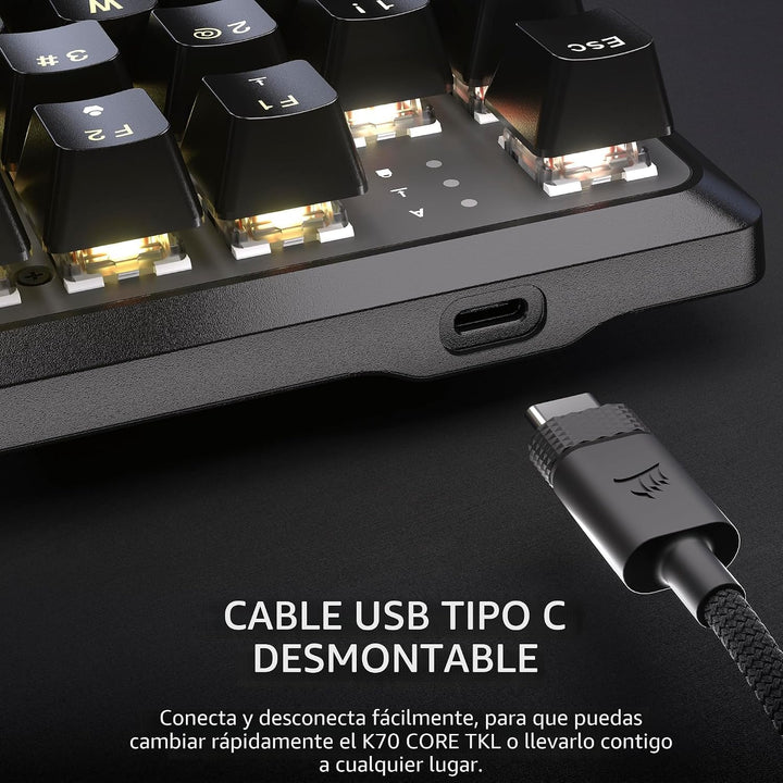 Corsair K70 CORE TKL RGB Teclado mecánico con cable para juegos sin...
