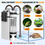 hygger Filtro de acuario silencioso para colgar en la parte posterior, filtro de tanque de peces pequeño de 5 a 30 galones con barra rociadora de superficie, 3 almohadillas de hilo dental, flujo ajustable, fácil cambio de agua 132 GPH