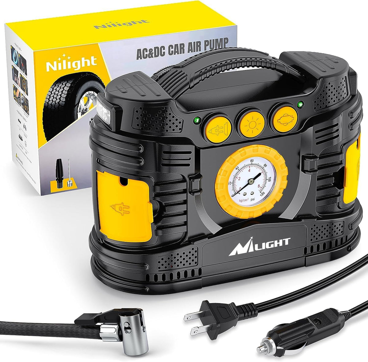 Nilight Inflador de neumáticos, compresor de aire portátil