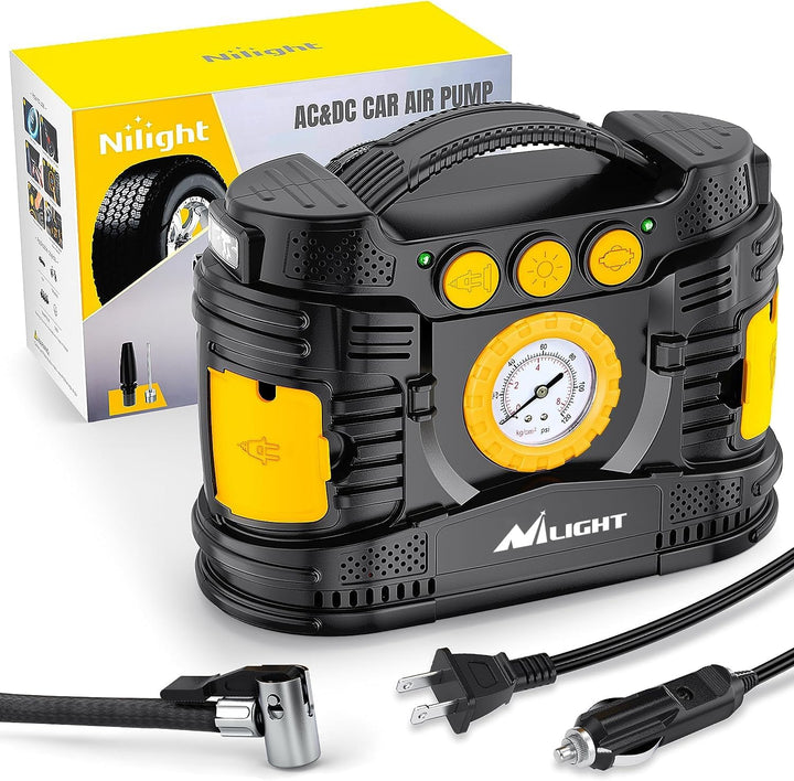 Nilight Inflador de neumáticos, compresor de aire portátil, doble p...