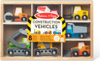 Melissa & Doug – de madera de construcción sitio Vehículos con bandeja de almacenamiento de madera (8 Pcs)