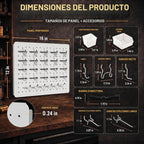 Kit organizador de tablero de clavijas, paquete de 4 paneles de metal de 12