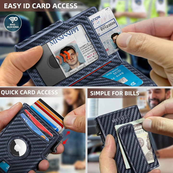 Miyozi - Billetera Airtag para hombre, con clip de dinero, estuche...