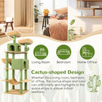 Globlazer - Torre para gato con forma de cactus de 76 pulgadas extra alta con varios niveles, muebles para gatos con condominios acogedores, juguetes interactivos y perchas para gatos grandes