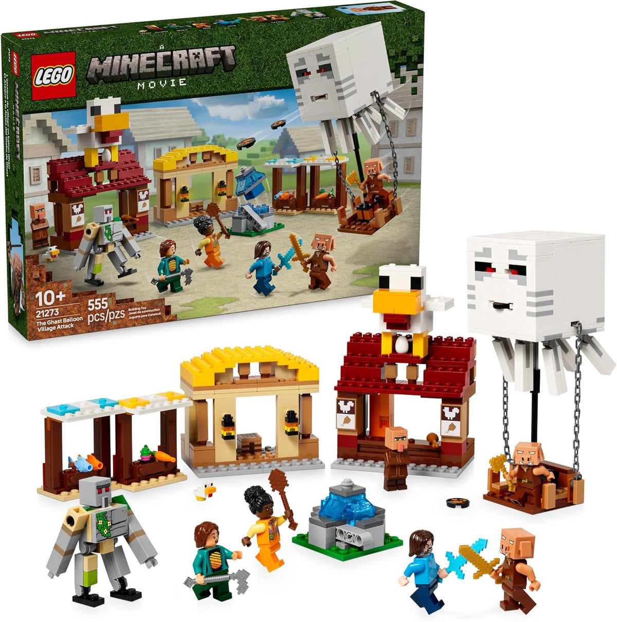 LEGO Minecraft El Ataque del Globo Ghast a la Aldea - Juego de Cons...