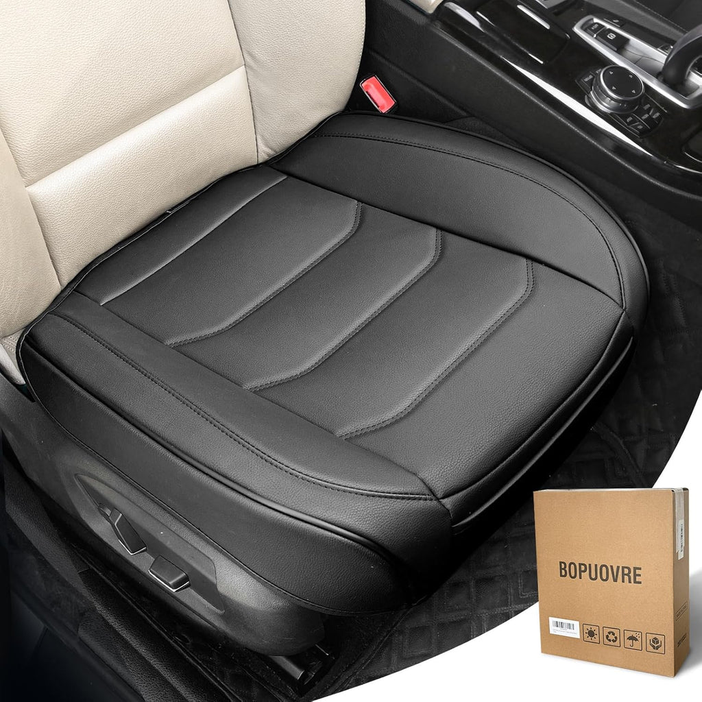 Funda de asiento de automóvil para lujo y comodidad - Cuero PU, antideslizante, protección completa con bolsillo de almacenamiento para cojín inferior - Ajuste universal para el 95% de los
