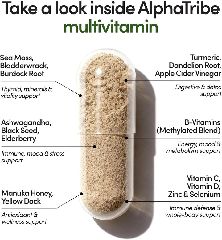 Alpha Tribe Multivitamínico para hombres con musgo marino, aceite d...
