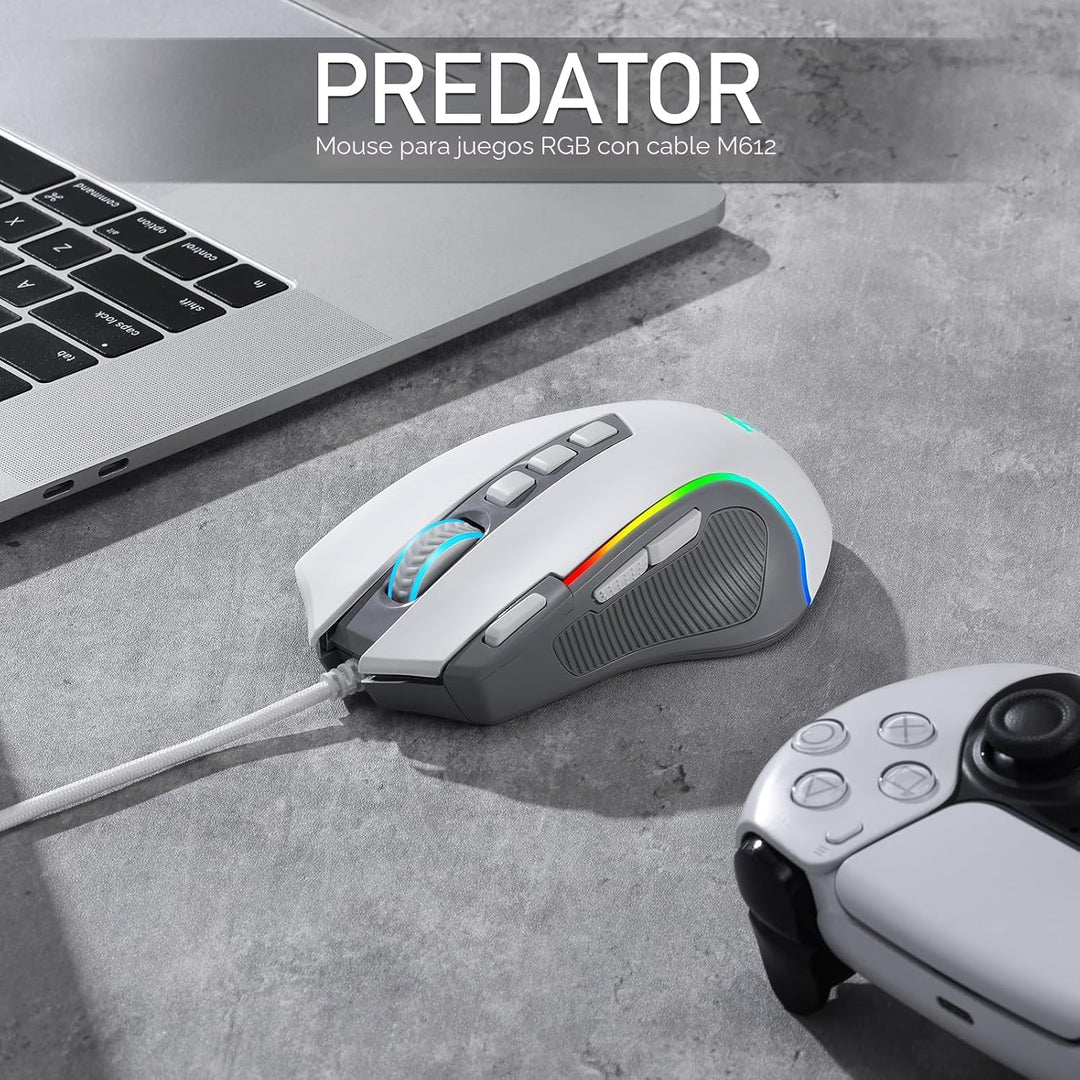 Redragon M612 RGB Ratón para juegos con cable, ratón óptico de 8000...