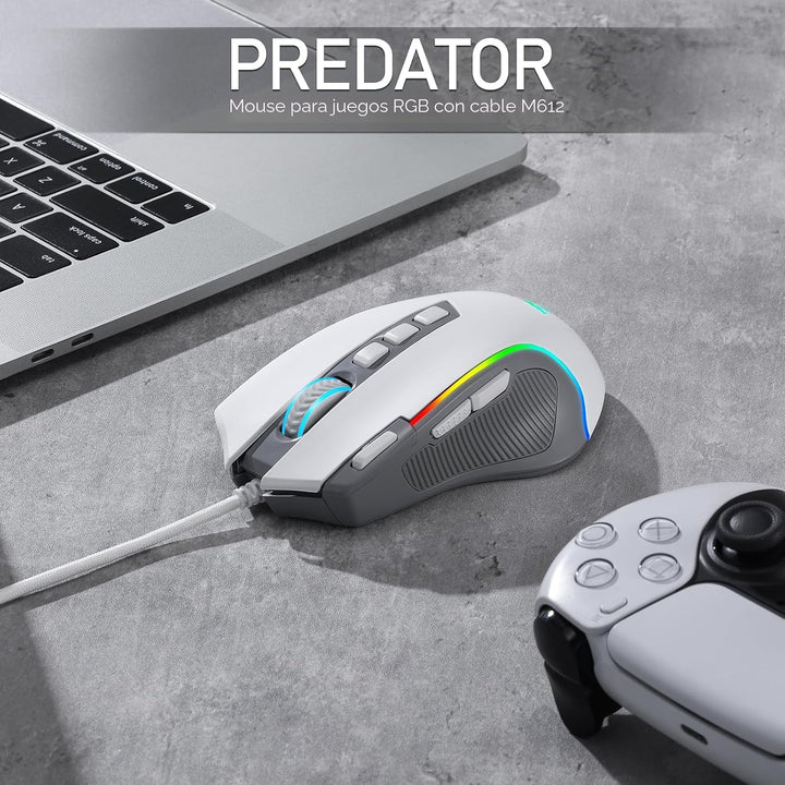 Redragon M612 RGB Ratón para juegos con cable, ratón óptico de 8000...