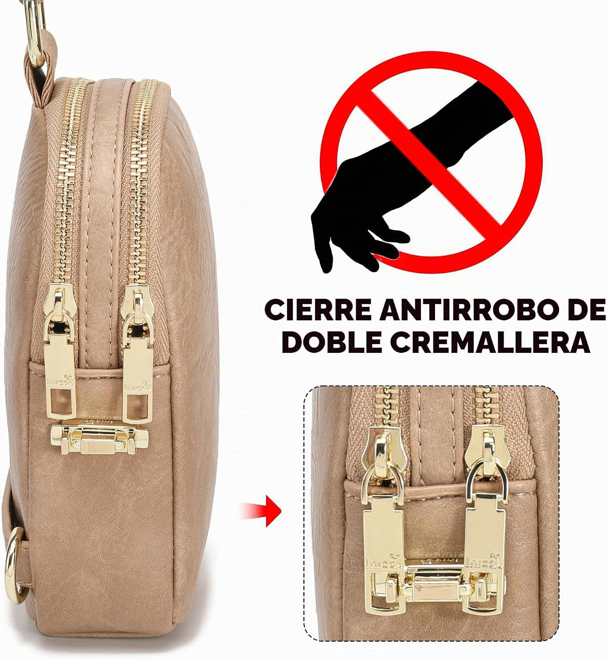 Bolso cruzado antirrobo para mujer, bolso bandolera pequeño