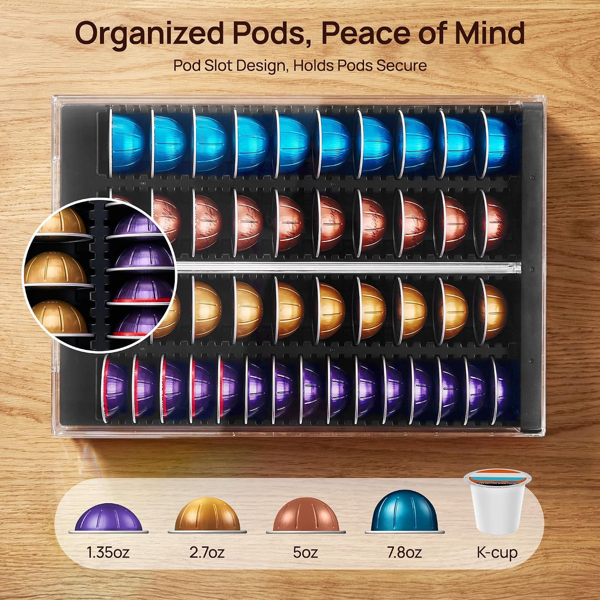 Vtopmart Organizador de cajones de cápsulas de café para cápsulas Nespresso