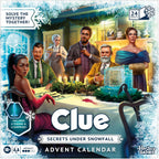 Calendario de Adviento Clue: Secretos bajo la nevada | 24 días | Juegos de misterio familiar | con 6 fichas temáticas de invierno y sorpresa | A partir de 10 años | 1 jugador