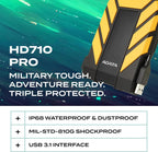 ADATA HD710 Pro, disco duro externo, amarillo, 2TB