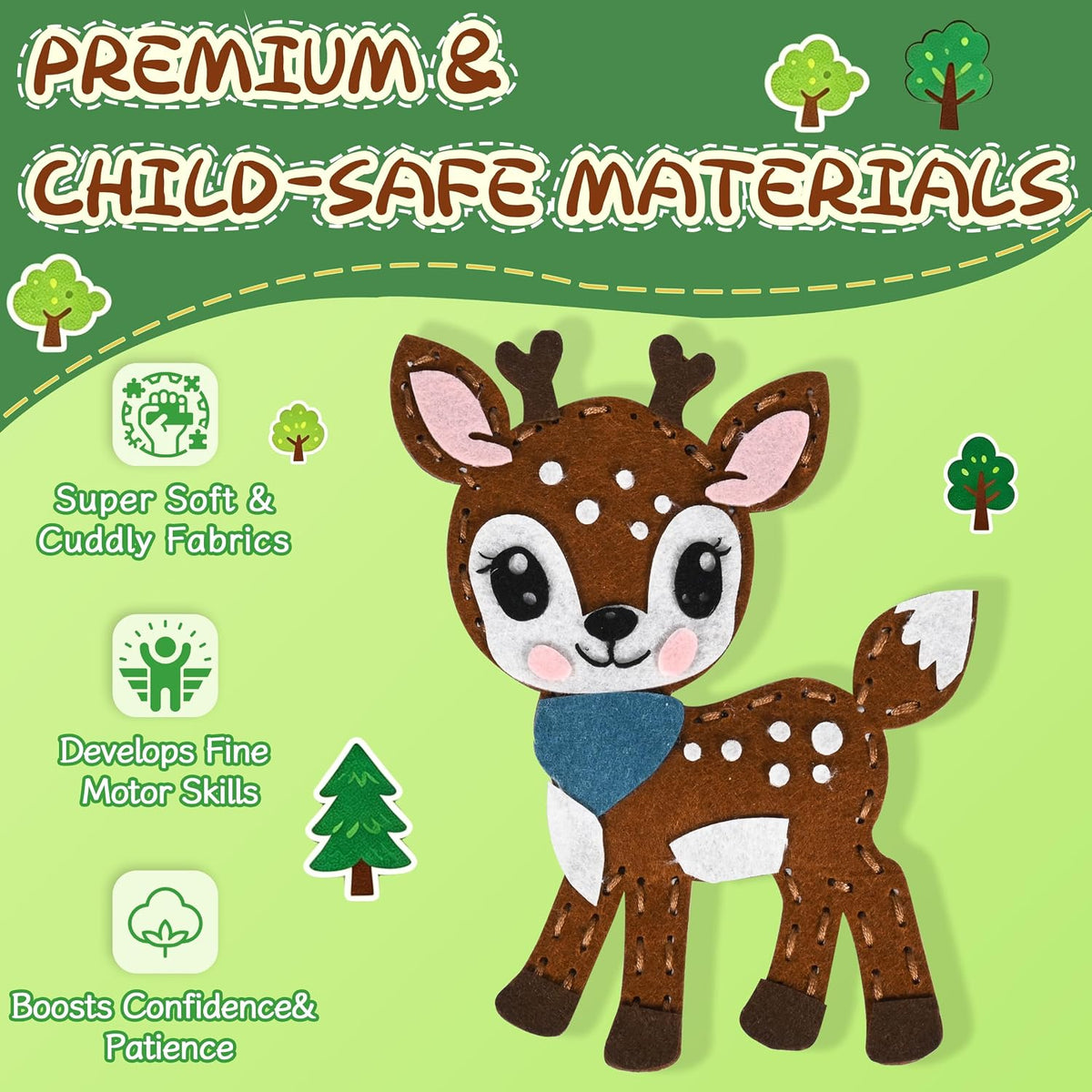 GOASION Kit de costura para niños, kit de costura de animales de la selva