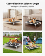 VEVOR Cama elevada para perros a prueba de mordidas, cuna elevada portátil para perro con marco de metal de tubo de aluminio y malla de textileno transpirable, cama hamaca elevada para interiores y exteriores, L, gris