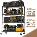 M MZG Estantería de garaje resistente con 4 estantes, estante de almacenamiento ajustable para cocina, lavandería, baño, despensa, capacidad de 2640 libras, color negro, 23.6 x 53.2 x 73.6 pulgadas