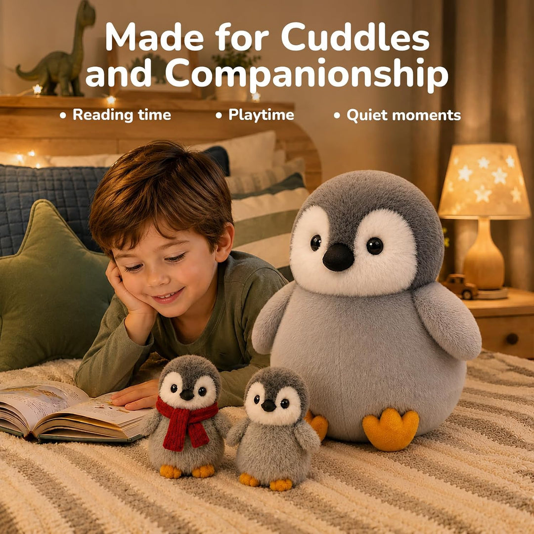 YIIQUWEN Juguete de peluche de pingüino, mamá pingüino con 4 pequeñ...