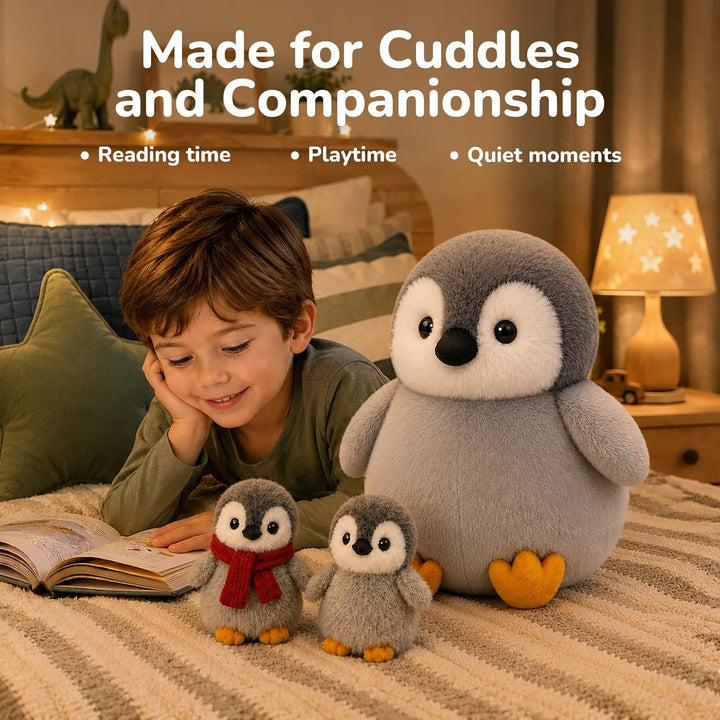 YIIQUWEN Juguete de peluche de pingüino, mamá pingüino con 4 pequeñ...