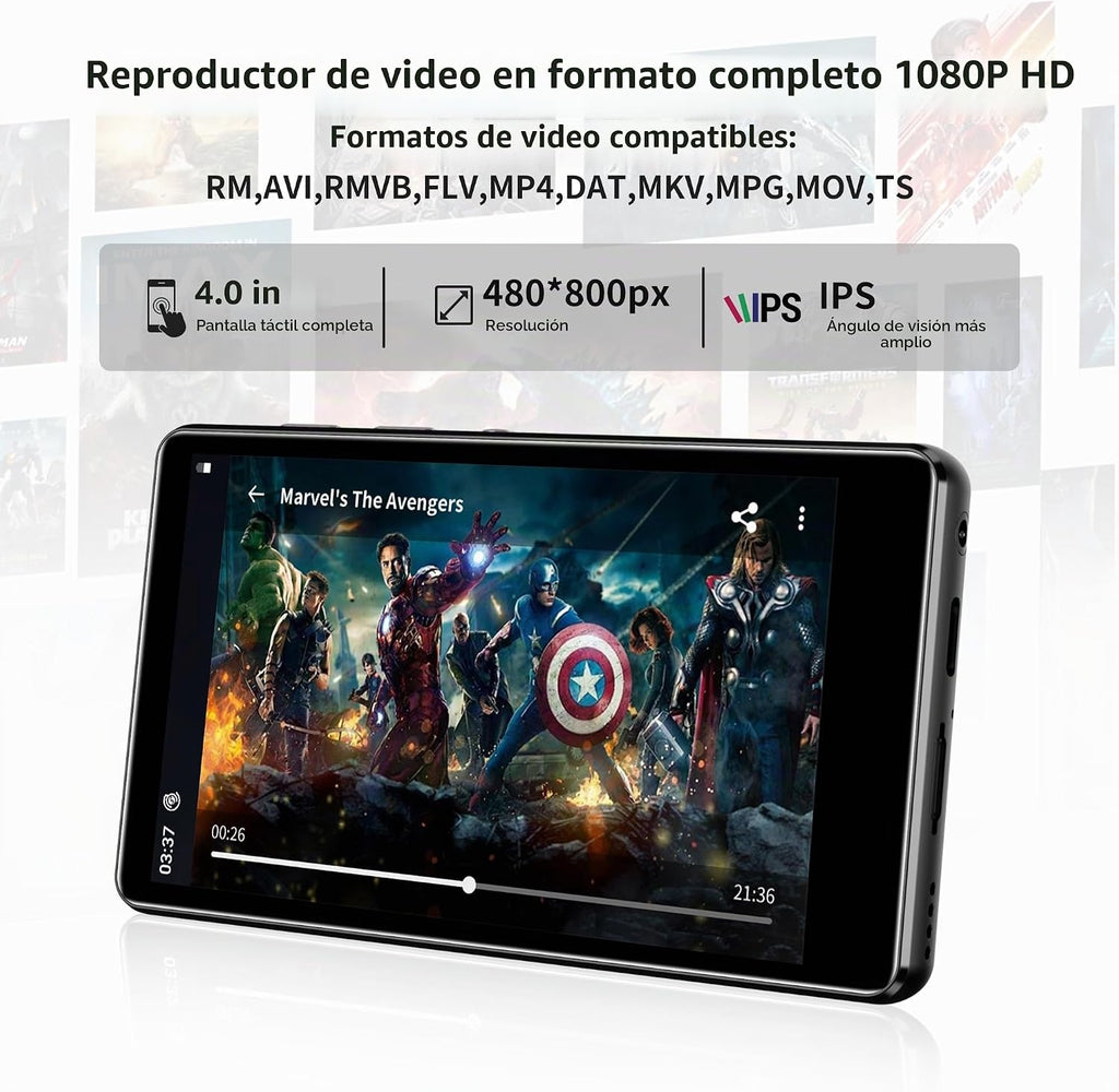 Reproductor de MP3 con Bluetooth y WiFi, M503Pro 16GB MP4 para niños con Spotify, Spotify Kids, radio FM, audible, reproductor de música con pantalla táctil de 4.0 pulgadas con controles