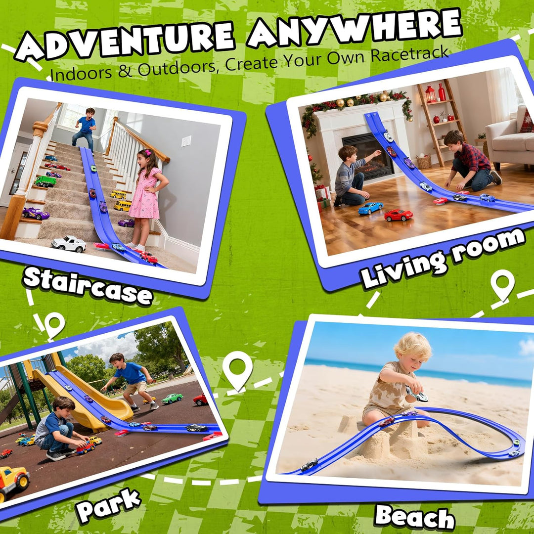Wupuaait Pista de carreras flexible para niños juguete de