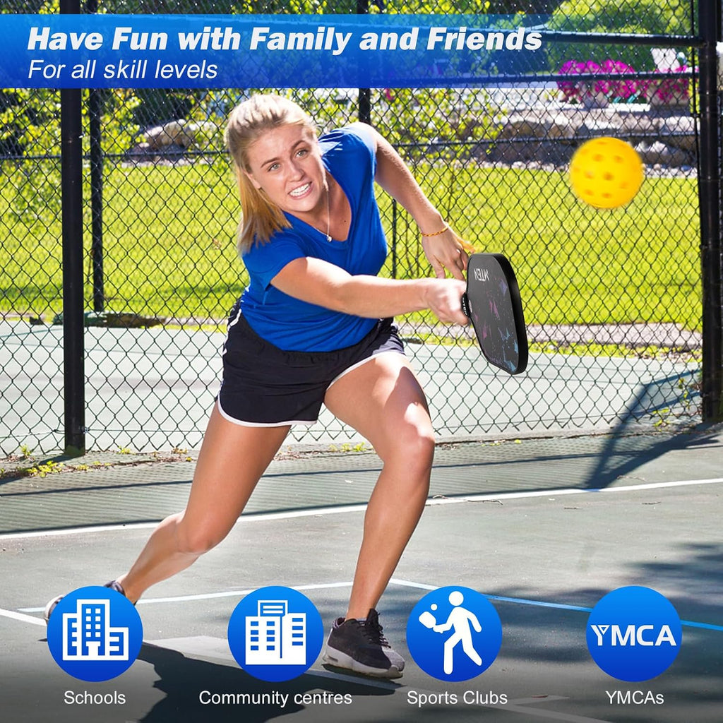 MTEN Palas de Pickleball Set de 2/4/1 Aprobadas USAPA; Raquetas de Fibra de Vidrio