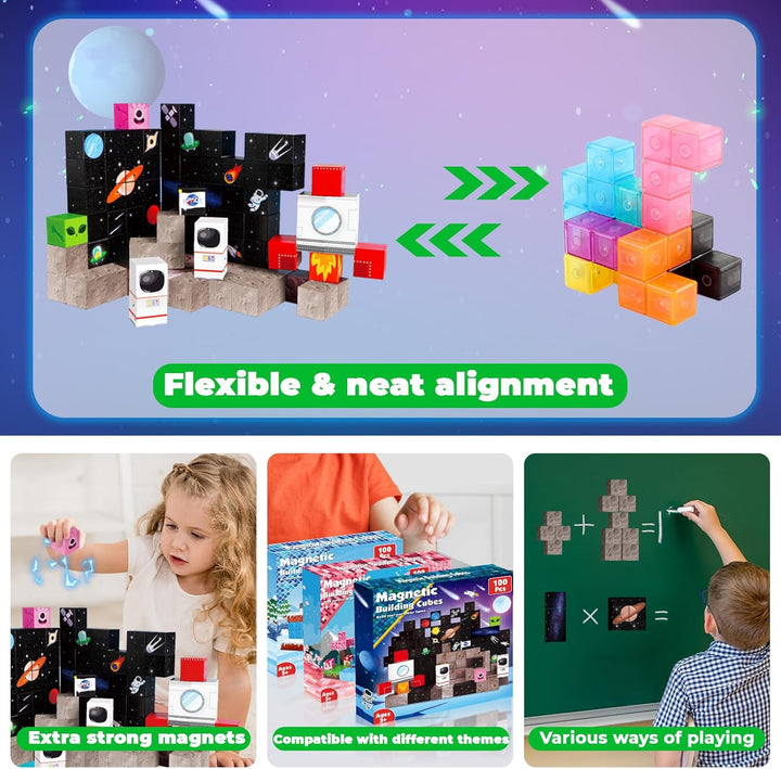 Annexfun Bloques Magnéticos - 100 PCS Bloques de Construcción Magné...
