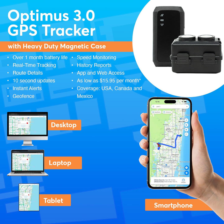 Optimus Rastreador GPS 30 - Batería de más de 1 mes - con