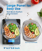 Báscula de alimentos digital de peso gramos y onzas, 22 libras/10 kg báscula de cocina para cocinar hornear, 1 g/0.1 onza precisión graduación, elegante plataforma de vidrio templado