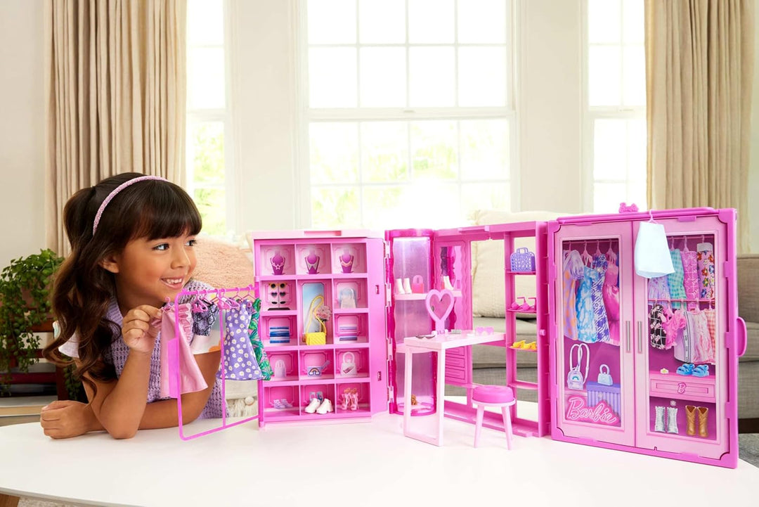 Barbie Juego de juguetes Dream Closet con ropa y accesorios, 3 pies...