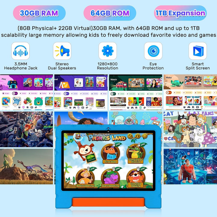 Tableta infantil 2025 con Android 15 de 10 pulgadas para niños Octa...