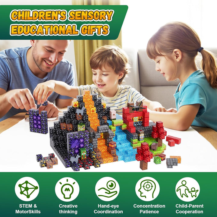 Fitrobust Paquete de 200 bloques magnéticos para niños, juguetes de...