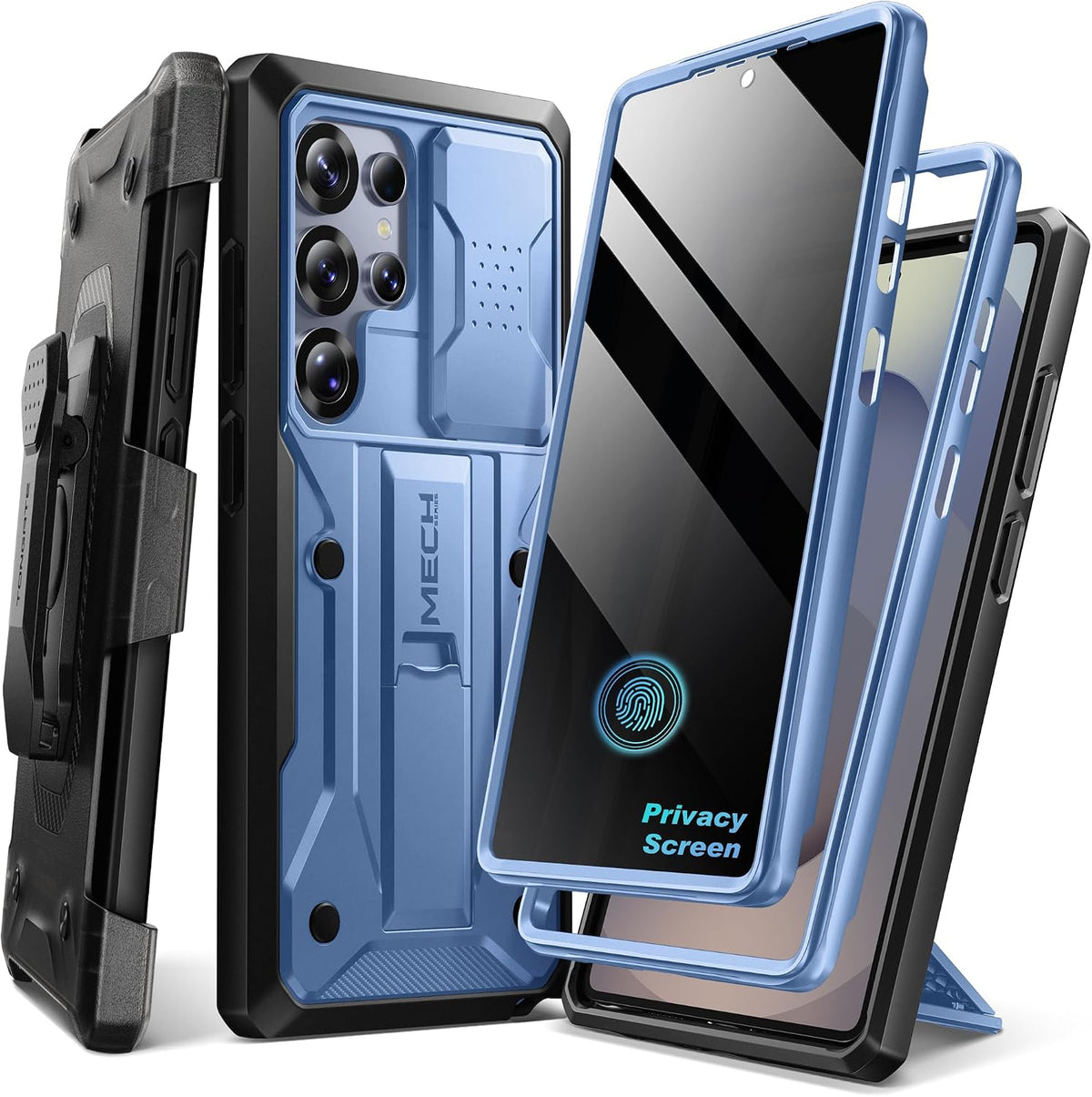 TONGATE Funda para Samsung Galaxy S24 Ultra, 2 marcos delanteros y soporte