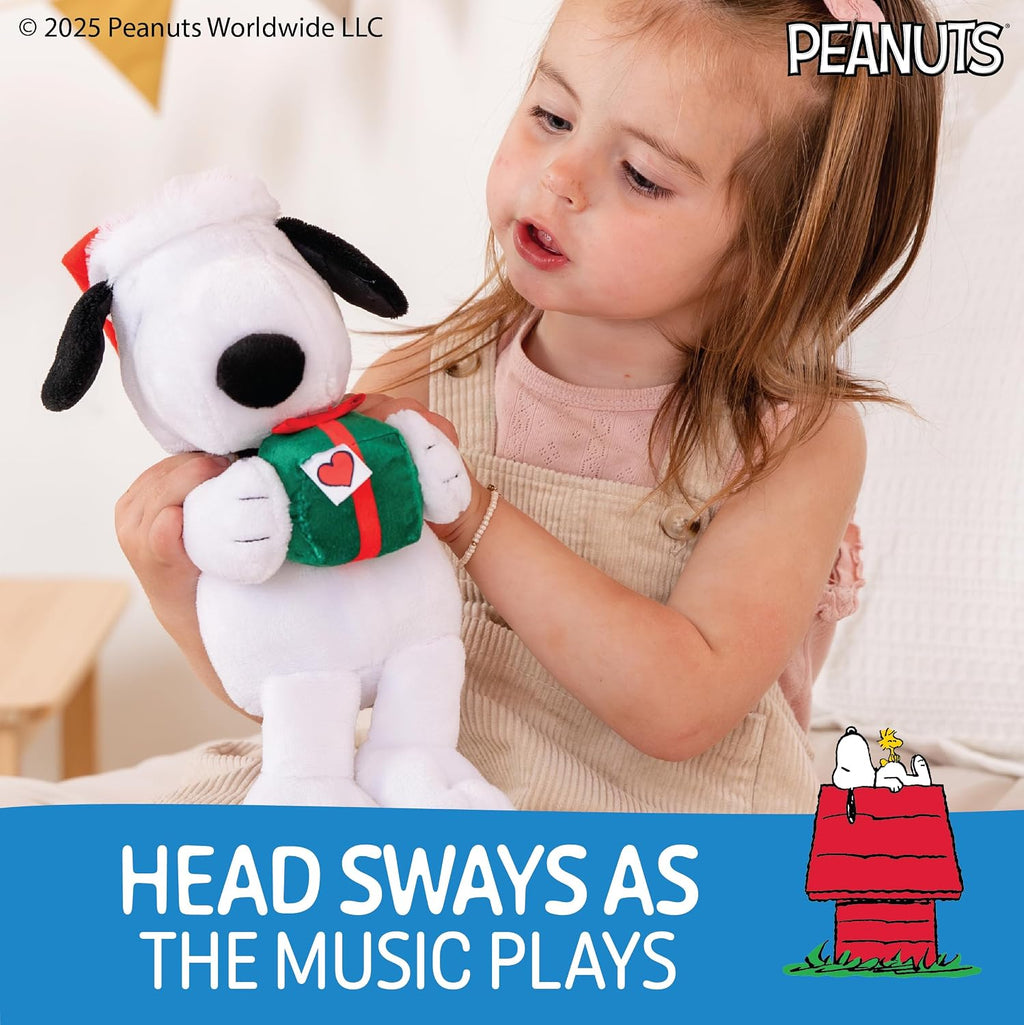Kids Preferred Peanuts Snoopy de Peluche Musical con Movimiento, Reproduce Jingle Bells, Detalles Bordados, Peluche Suave para Bebés y Niños Pequeños, Niños y Niñas